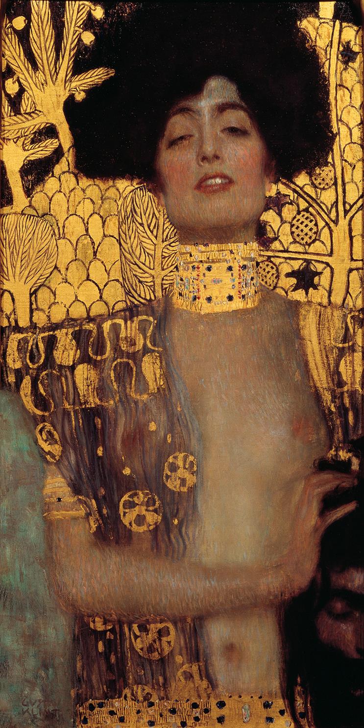 ジュディスとホロフェルネ グスタフ クリムトのゴールドの壁装飾油絵